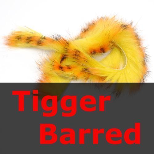 6Pcs 4Mm Vertical Cut Rabbit Zonker Strips Orange Blue Tiger Barred Color Fly-Fly Tying Materials-Bargain Bait Box-6PCS Tiger Barred-Bargain Bait Box