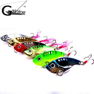 5PCS Blade Baits, 12g Metal VIB Blade Fishing Lures Swimbait with Feather  for Walleye Bass Trout Crappie