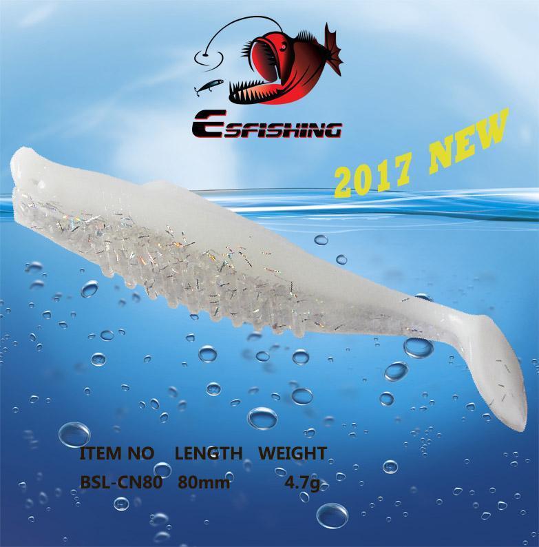6Pcs 8Cm/4.7G Esfishing Cannibal 3&quot; Fishing Lure Soft Plastic Iscas-Esfishing Lure Store-White-Bargain Bait Box