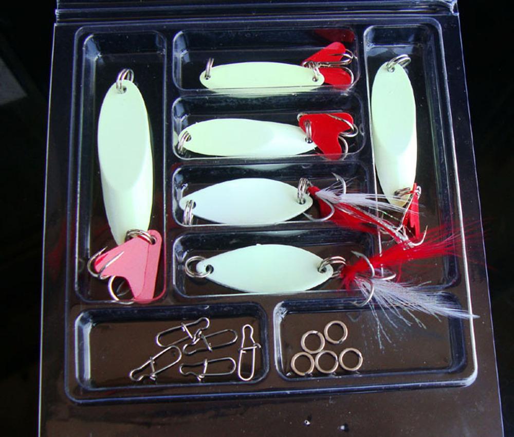 6Pcs Mix Fish Glow Spoon Lure Feather Hook Fishing Bait-Hard Bait Kits-Bargain Bait Box-Bargain Bait Box