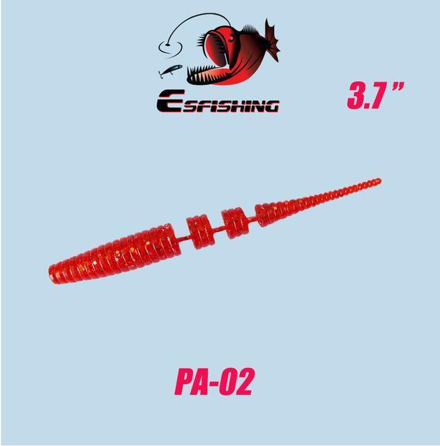 6Pcs Worm Polaris 3.7" Winter Fishing Tackle Lure Soft 9.5Cm/2.9G Esfishing-Esfishing-PA02-Bargain Bait Box