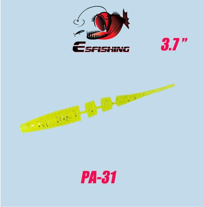 6Pcs Worm Polaris 3.7" Winter Fishing Tackle Lure Soft 9.5Cm/2.9G Esfishing-Esfishing-PA12-Bargain Bait Box