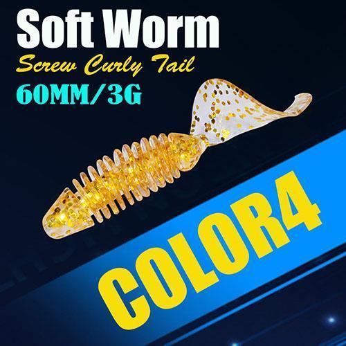 6Pcs/Lot Afishlure Screw Curly Tail Soft Grub 60Mm 3G Jerkbait Wobbler Jigging-A Fish Lure Wholesaler-Color4-Bargain Bait Box