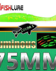 6Pcs/Lot T Tail Soft Grub Glow 75Mm 3G Luminous Soft Fishing Lure Abdomen Open-A Fish Lure Wholesaler-Color1 Luminous-Bargain Bait Box