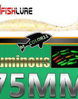 6Pcs/Lot T Tail Soft Grub Glow 75Mm 3G Luminous Soft Fishing Lure Abdomen Open-A Fish Lure Wholesaler-Color11 Luminous-Bargain Bait Box
