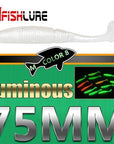 6Pcs/Lot T Tail Soft Grub Glow 75Mm 3G Luminous Soft Fishing Lure Abdomen Open-A Fish Lure Wholesaler-Color8 Luminous-Bargain Bait Box
