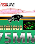 6Pcs/Lot T Tail Soft Grub Glow 75Mm 3G Luminous Soft Fishing Lure Abdomen Open-A Fish Lure Wholesaler-Color9 Luminous-Bargain Bait Box