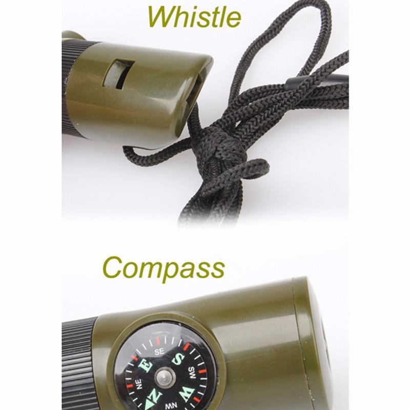 7 In 1 Mini Sos Survival Kit Camping Survival Whistle With Compass Thermometer-easygoing4-Bargain Bait Box