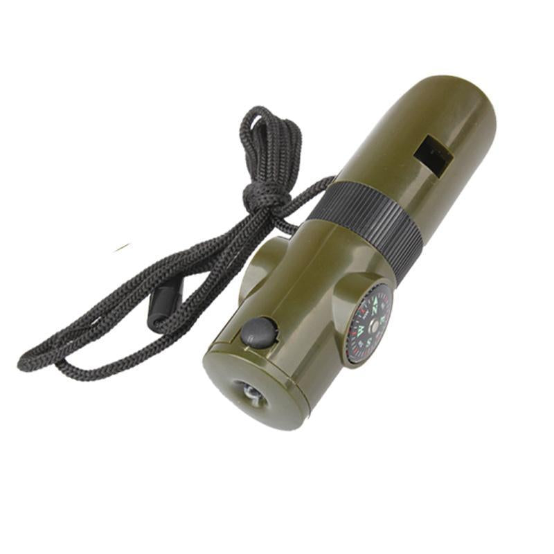 7 In 1 Mini Sos Survival Kit Camping Survival Whistle With Compass Thermometer-easygoing4-Bargain Bait Box