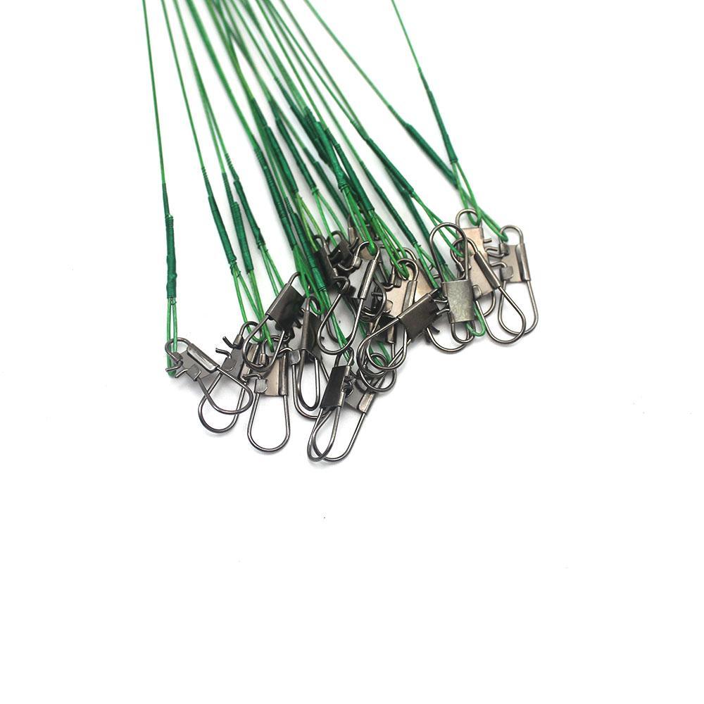 72Pcs Fishing Leader Line Soft Plastic Coated Stainless Steel Wires Ring With-DONQL Store-Green-Bargain Bait Box