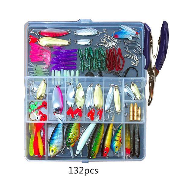 73/101/132/232Pcs Fishing Lures Set Mixed Minnow Piler Spoon Hooks Fish Lure Kit-Sports Zone-Keep you heathy-132pcs-Bargain Bait Box