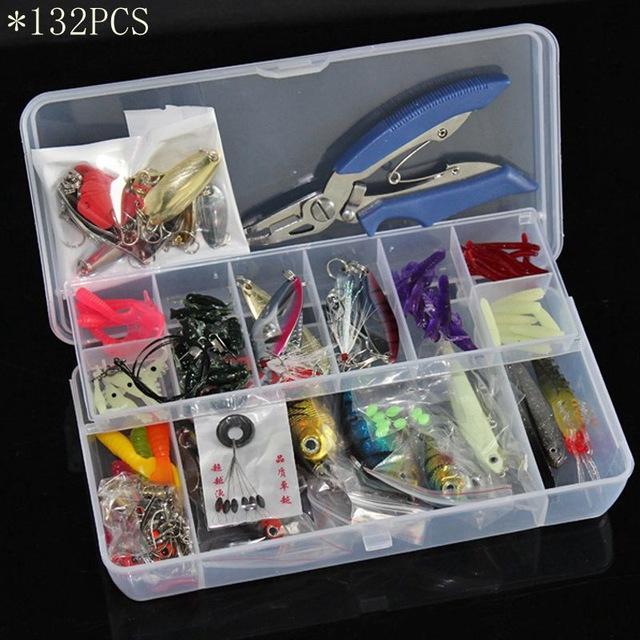 73Pcs/100Pcs/132Pcs Kit Minnow/Popper Spinner Spoon Lure With Hook Bait Fish-Mixed Combos & Kits-Bargain Bait Box-132PCS-Bargain Bait Box