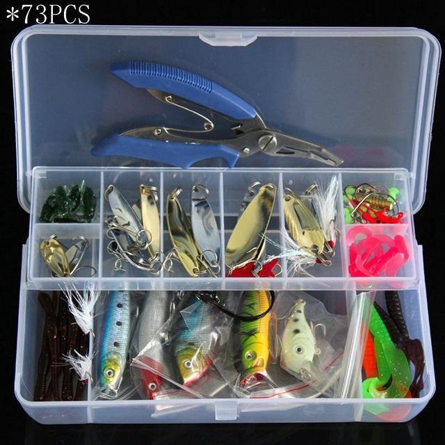73Pcs/100Pcs/132Pcs Kit Minnow/Popper Spinner Spoon Lure With Hook Bait Fish-Mixed Combos &amp; Kits-Bargain Bait Box-73PCS-Bargain Bait Box