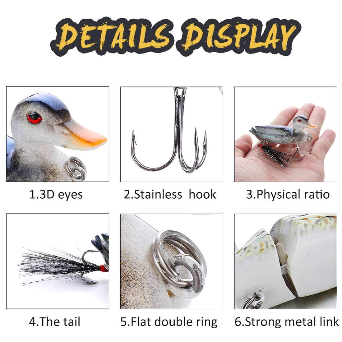 7Cm Fishing Lures Duck Baits With Hooks Multi Jointed Hard Bait