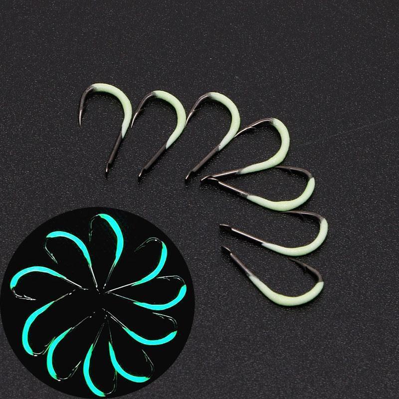 7Pcs Luminous Fishing Hooks 0.5-3# Noctilucent Barbed Hook Tackle Tool Gift High-Sexy bus-Luminous Size 05-Bargain Bait Box