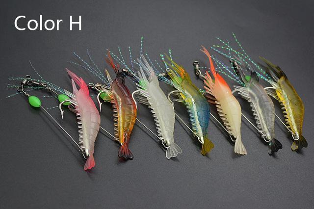 7Pcs/Lot Silicon Fishing Lures Luminous Shrimp Lures Soft Lures 8Cm 5G 7 Color-JSFUN Official Store-Color H-Bargain Bait Box
