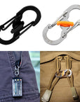 8 Shape Plastic Steel Carabiner Key Chain Hook Clip Outdoor Camping Hiking Snap-Sportswear & Outdoor Tools Store-L Silver-Bargain Bait Box