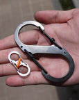 8 Shape Plastic Steel Carabiner Key Chain Hook Clip Outdoor Camping Hiking Snap-Sportswear & Outdoor Tools Store-L Silver-Bargain Bait Box