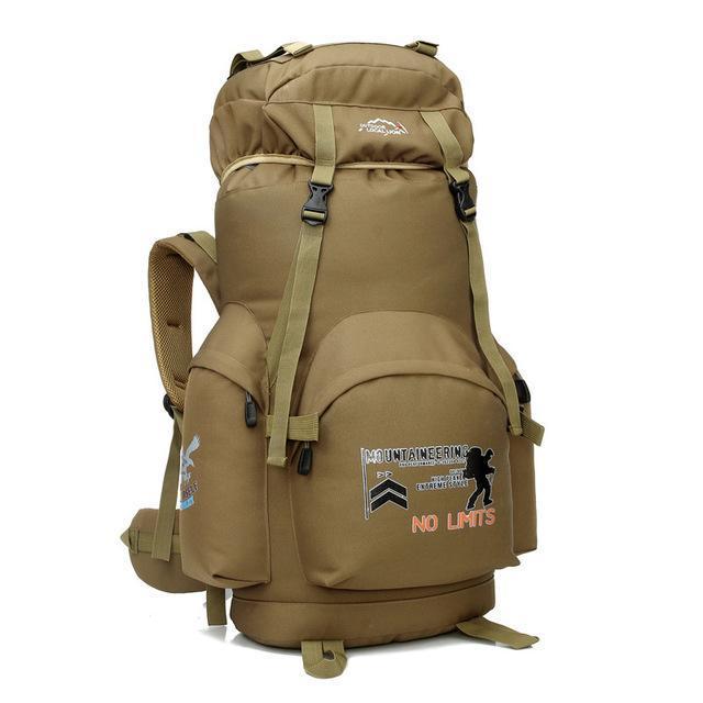 80L Outdoor Backpack Camping Bag Waterproof Mountaineering Hiking Backpacks-Love Lemon Tree-Khaki-Bargain Bait Box