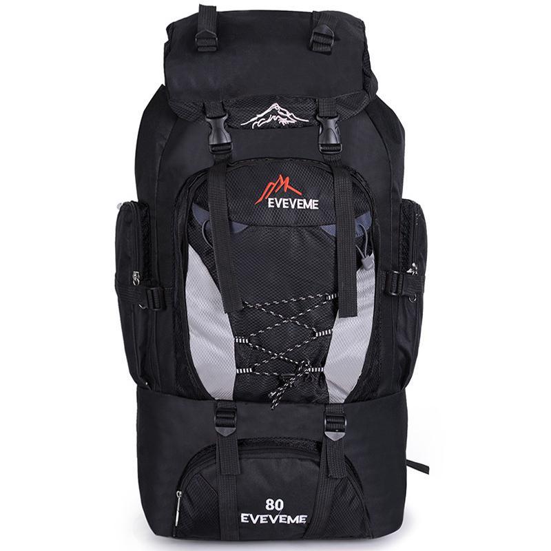 80L Outdoor Large Capacity Mountaineering Bag Nylon Men&#39;S Package Hiking Camping-Breaking Point Store-Black Color-Bargain Bait Box