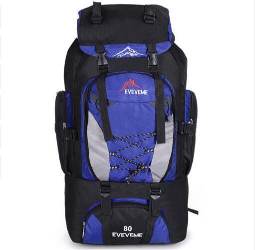 80L Outdoor Large Capacity Mountaineering Bag Nylon Men&#39;S Package Hiking Camping-Breaking Point Store-Light blue-Bargain Bait Box