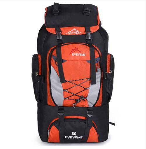 80L Outdoor Large Capacity Mountaineering Bag Nylon Men&#39;S Package Hiking Camping-Breaking Point Store-Orange-Bargain Bait Box