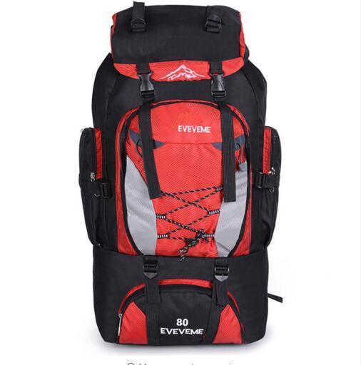 80L Outdoor Large Capacity Mountaineering Bag Nylon Men&#39;S Package Hiking Camping-Breaking Point Store-Red Color-Bargain Bait Box