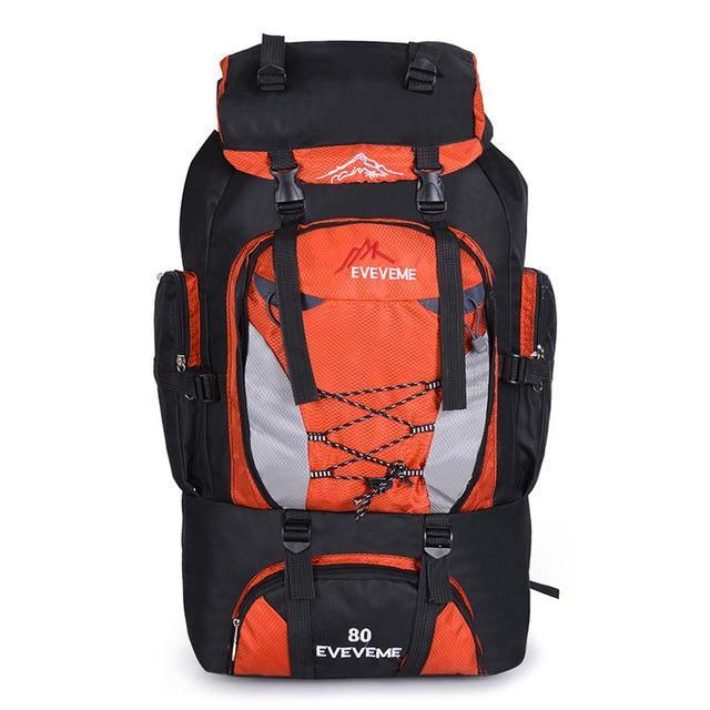 80L Outdoor Large Capacity Mountaineering Bag Nylon Waterproof Unisex Package-Climbing Bags-Youth Industry Trade Limited-Orange-Bargain Bait Box