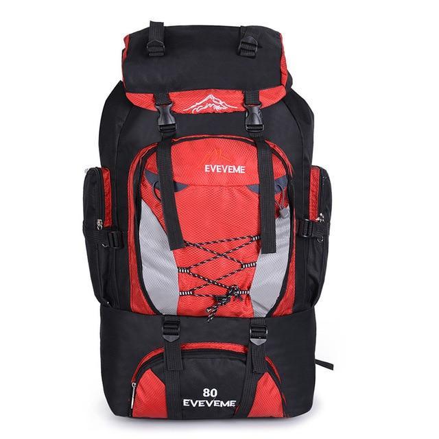 80L Outdoor Large Capacity Mountaineering Bag Nylon Waterproof Unisex Package-Climbing Bags-Youth Industry Trade Limited-Red-Bargain Bait Box