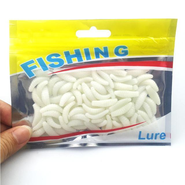 80Pcs 2Cm Smell Hand Pole Bait Fishing Lure Soft Bread Bug Bionic Grubs Trout-Dreamer Zhou&#39;store-COLOR A-Bargain Bait Box