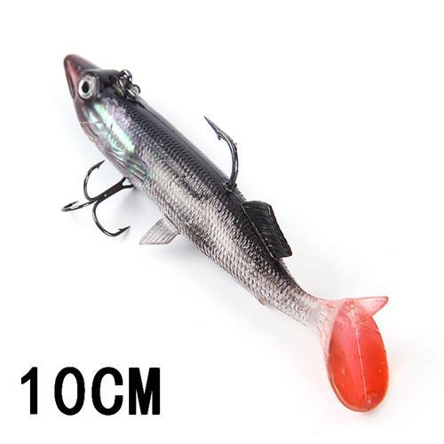 8/10/12/14Cm 6 Color 3D Eyes Lead Fishing With T Tail Musky Treble Hook Baits-Rigged Plastic Swimbaits-Bargain Bait Box-049 10CM-China-Bargain Bait Box