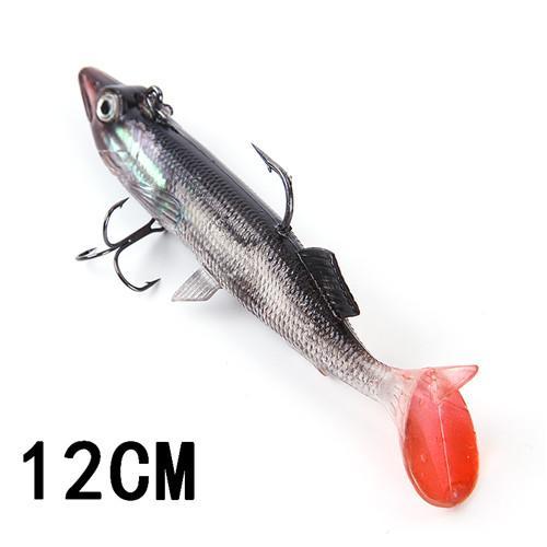 8/10/12/14Cm 6 Color 3D Eyes Lead Fishing With T Tail Musky Treble Hook Baits-Rigged Plastic Swimbaits-Bargain Bait Box-049 12CM-China-Bargain Bait Box