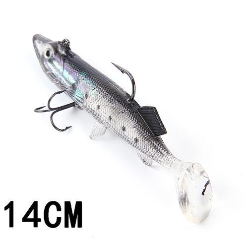 8/10/12/14Cm 6 Color 3D Eyes Lead Fishing With T Tail Musky Treble Hook Baits-Rigged Plastic Swimbaits-Bargain Bait Box-058 14CM-China-Bargain Bait Box