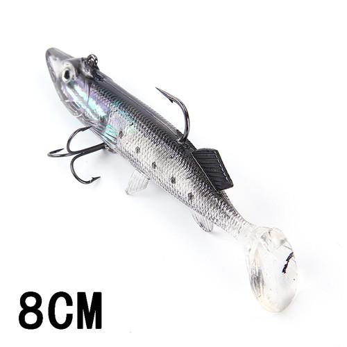 8/10/12/14Cm 6 Color 3D Eyes Lead Fishing With T Tail Musky Treble Hook Baits-Rigged Plastic Swimbaits-Bargain Bait Box-058 8CM-China-Bargain Bait Box