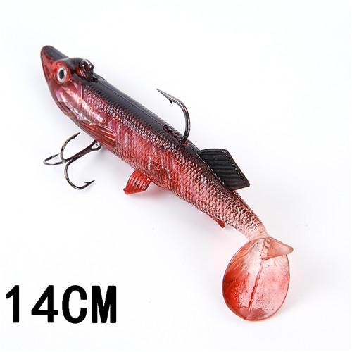 8/10/12/14Cm 6 Color 3D Eyes Lead Fishing With T Tail Musky Treble Hook Baits-Rigged Plastic Swimbaits-Bargain Bait Box-075 14CM-China-Bargain Bait Box