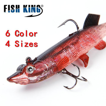 8/10/12/14Cm 6 Color 3D Eyes Lead Fishing With T Tail Musky Treble Hook Baits-Rigged Plastic Swimbaits-Bargain Bait Box-091 8CM-China-Bargain Bait Box