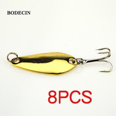 8Pcs Metal Spoon S Lure Kit Bass Baits Spinners Spinnerbait Tackle Spinner Bait-Casting & Trolling Spoons-Bargain Bait Box-C1 8PCS-Bargain Bait Box