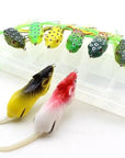 8Pcs 8Colors Topwater Frog And Mouse Hollow Body Soft Fishing Bass Hooks Baits-Soft Bait Kits-Bargain Bait Box-Red-Bargain Bait Box