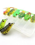 8Pcs 8Colors Topwater Frog And Mouse Hollow Body Soft Fishing Bass Hooks Baits-Soft Bait Kits-Bargain Bait Box-Yellow-Bargain Bait Box