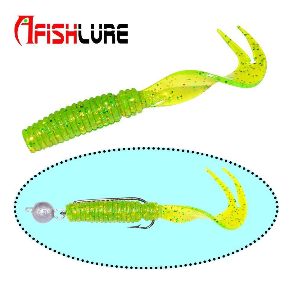 8Pcs/Lot Afishlure Curly Tail Soft Lure 75Mm 3.3G Forked Tail