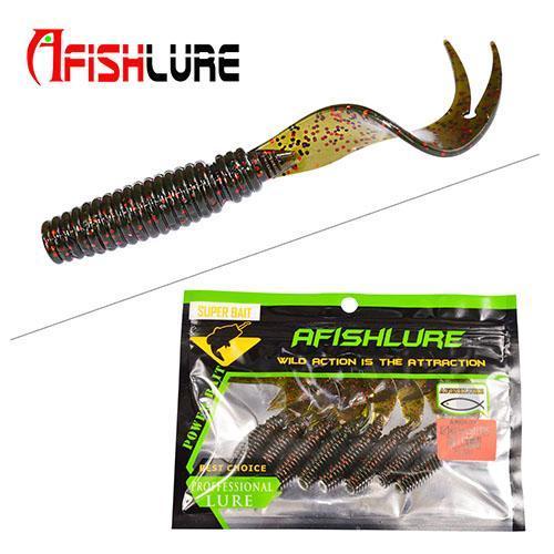 8Pcs/Lot Afishlure Curly Tail Soft Lure 75Mm 3.3G Forked Tail Fishing Bait Grubs-A Fish Lure Wholesaler-Color 1-Bargain Bait Box