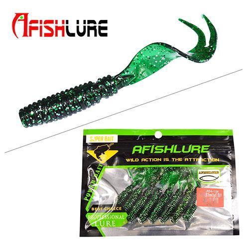 8Pcs/Lot Afishlure Curly Tail Soft Lure 75Mm 3.3G Forked Tail Fishing Bait Grubs-A Fish Lure Wholesaler-Color 10-Bargain Bait Box