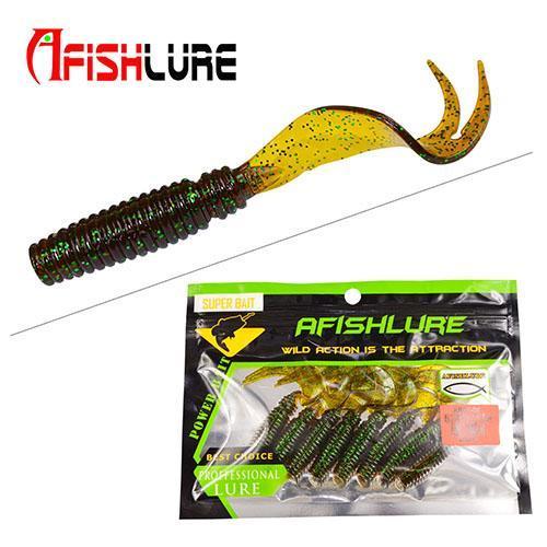 8Pcs/Lot Afishlure Curly Tail Soft Lure 75Mm 3.3G Forked Tail Fishing Bait Grubs-A Fish Lure Wholesaler-Color 2-Bargain Bait Box