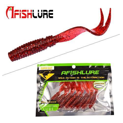 8Pcs/Lot Afishlure Curly Tail Soft Lure 75Mm 3.3G Forked Tail Fishing Bait Grubs-A Fish Lure Wholesaler-Color 5-Bargain Bait Box