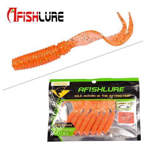 8Pcs/Lot Afishlure Curly Tail Soft Lure 75Mm 3.3G Forked Tail Fishing Bait Grubs-A Fish Lure Wholesaler-Color 8-Bargain Bait Box
