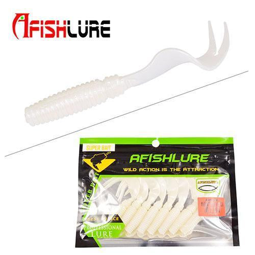 8Pcs/Lot Afishlure Curly Tail Soft Lure 75Mm 3.3G Forked Tail Fishing Bait Grubs-A Fish Lure Wholesaler-Color 9-Bargain Bait Box