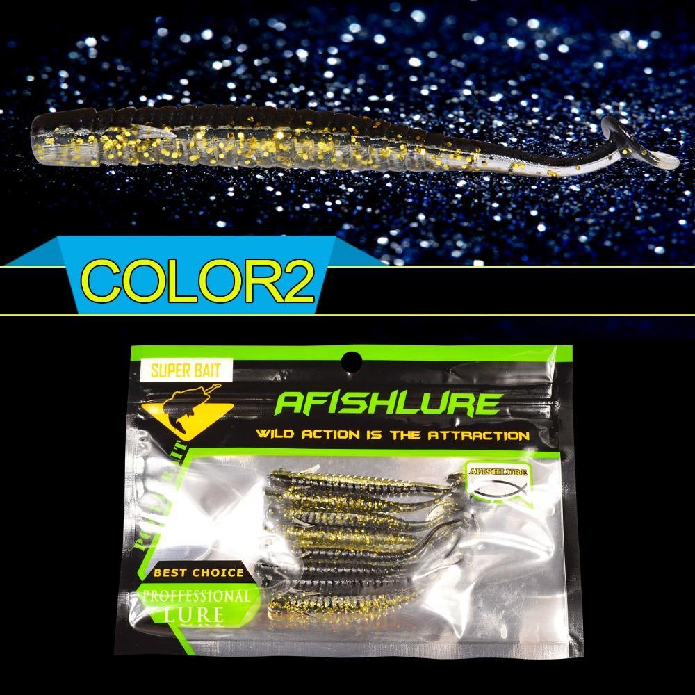 8Pcs/Lot Fishing Lure 85Mm 2G Loach Paddle Tail Soft Grubs Maggot Plastic Soft-A Fish Lure Wholesaler-Color1-Bargain Bait Box
