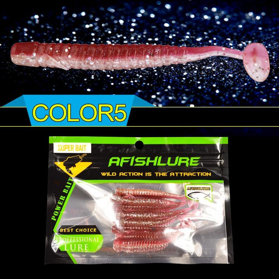 8Pcs/Lot Fishing Lure 85Mm 2G Loach Paddle Tail Soft Grubs Maggot Plastic Soft-A Fish Lure Wholesaler-Color1-Bargain Bait Box