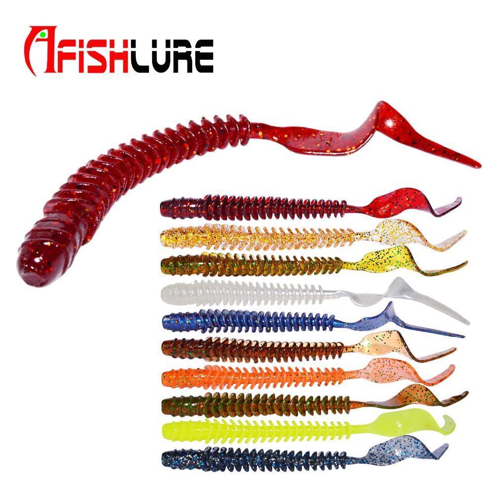 8Pcs/Lot Long Tail Grubs 3.2G 105Mm Curly Tail Soft Lure Long Curly Tail Fishing-A Fish Lure Wholesaler-Color1-Bargain Bait Box