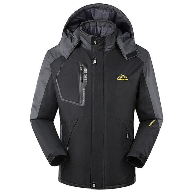 8Xl Men&#39;S Winter Fleece Jackets Outdoor Sport Thermal Waterproof Coats Hiking-HO Outdoor Store-Black-Asian Size L-Bargain Bait Box